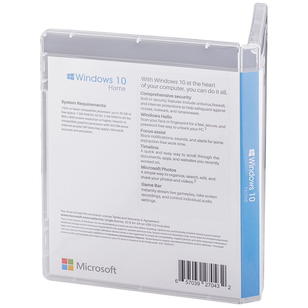 Windows 10 Home, 32/64 bit, Multilanguage, Retail, Flash USB 2.0 – 16GB